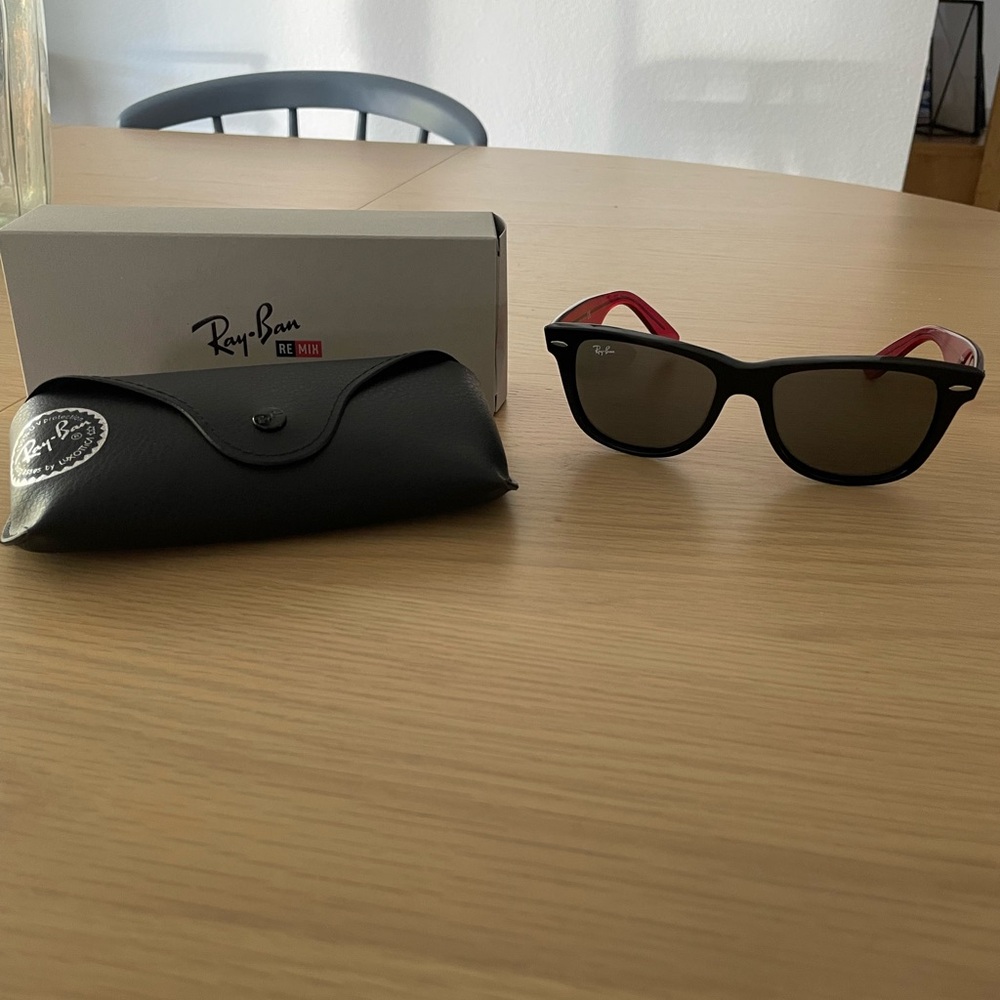 Ray-Ban Black Frame Sunglasses with Red Accents